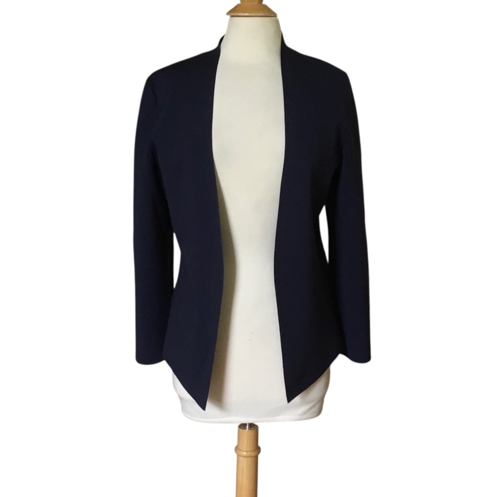 MM LaFleur The Woolf Navy Open-Front Knit Blazer Jardigan Large - Picture 2 of 10